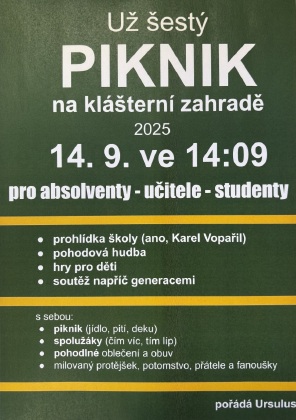 Spolek absolventů CG Ursulus zve na piknik